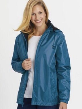 Totes Women’s Rain Jacket with Hood Rain Coat Waterproof, Teal, Size Medium